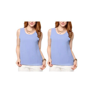 WynneLayers Women's 2pck Set Chiffon & Rayon-Spandex Knit Tank Blue - Regular